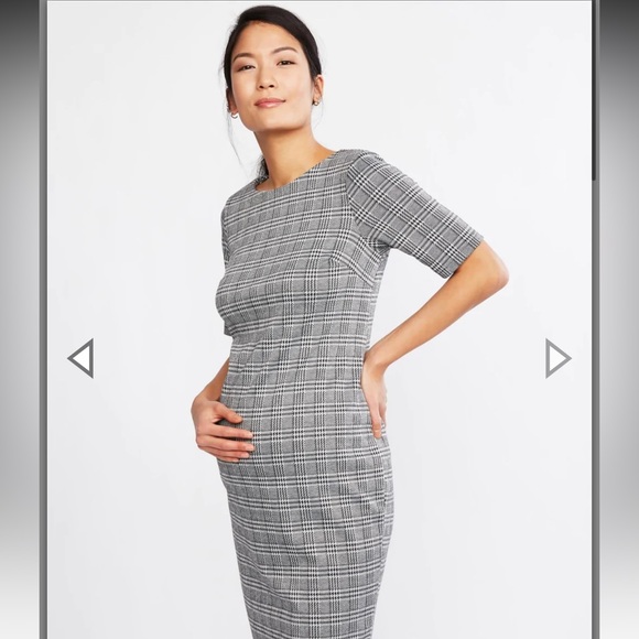 A Pea in the Pod - Maternity + Nursing Sheath Dress - Plaid - sz LARGE - Picture 2 of 9